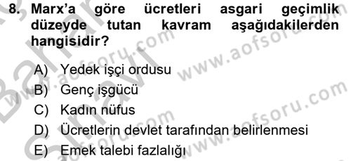 Gelir Dağılımı ve Yoksulluk Dersi 2016 - 2017 Yılı (Vize) Ara Sınav Soruları 8. Soru