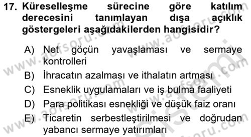 Gelir Dağılımı ve Yoksulluk Dersi 2016 - 2017 Yılı (Final) Dönem Sonu Sınav Soruları 17. Soru