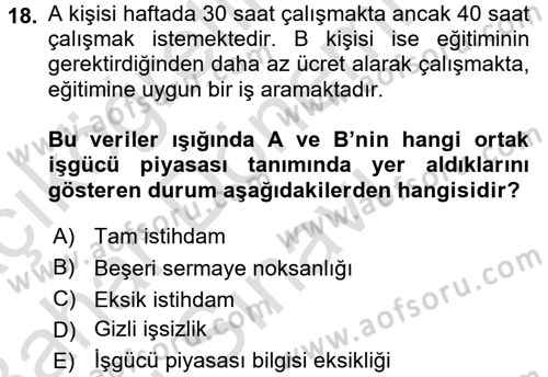 Gelir Dağılımı ve Yoksulluk Dersi 2016 - 2017 Yılı (Final) Dönem Sonu Sınav Soruları 18. Soru