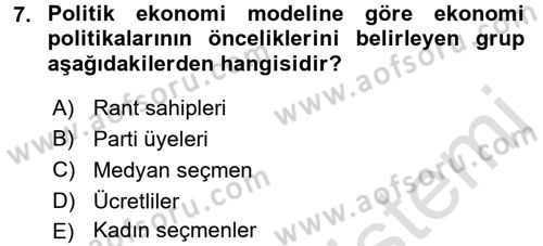 Gelir Dağılımı ve Yoksulluk Dersi 2016 - 2017 Yılı (Final) Dönem Sonu Sınav Soruları 7. Soru