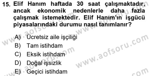 Gelir Dağılımı ve Yoksulluk Dersi 2017 - 2018 Yılı 3 Ders Sınav Soruları 15. Soru