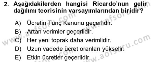 Gelir Dağılımı ve Yoksulluk Dersi 2017 - 2018 Yılı 3 Ders Sınav Soruları 2. Soru