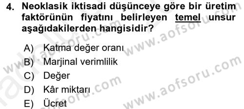 Gelir Dağılımı ve Yoksulluk Dersi 2017 - 2018 Yılı 3 Ders Sınav Soruları 4. Soru