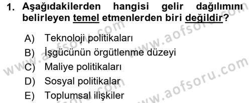 Gelir Dağılımı ve Yoksulluk Dersi 2017 - 2018 Yılı (Vize) Ara Sınav Soruları 1. Soru