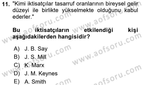 Gelir Dağılımı ve Yoksulluk Dersi 2017 - 2018 Yılı (Vize) Ara Sınav Soruları 11. Soru