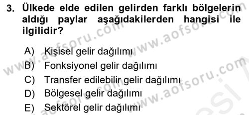 Gelir Dağılımı ve Yoksulluk Dersi 2017 - 2018 Yılı (Vize) Ara Sınav Soruları 3. Soru