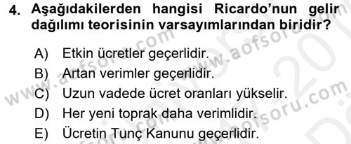 Gelir Dağılımı ve Yoksulluk Dersi 2017 - 2018 Yılı (Vize) Ara Sınav Soruları 4. Soru