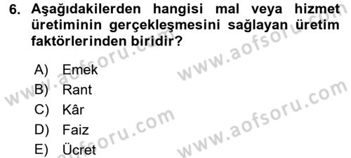 Gelir Dağılımı ve Yoksulluk Dersi 2017 - 2018 Yılı (Vize) Ara Sınav Soruları 6. Soru