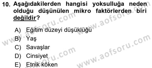 Gelir Dağılımı ve Yoksulluk Dersi 2017 - 2018 Yılı (Final) Dönem Sonu Sınav Soruları 10. Soru