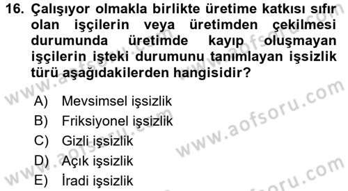 Gelir Dağılımı ve Yoksulluk Dersi 2017 - 2018 Yılı (Final) Dönem Sonu Sınav Soruları 16. Soru