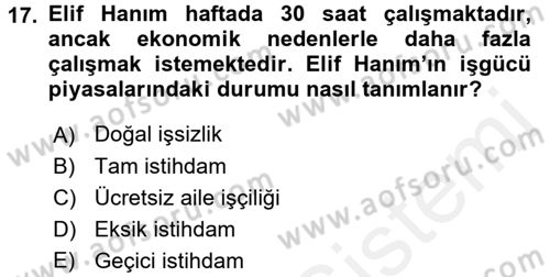 Gelir Dağılımı ve Yoksulluk Dersi 2017 - 2018 Yılı (Final) Dönem Sonu Sınav Soruları 17. Soru
