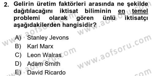 Gelir Dağılımı ve Yoksulluk Dersi 2017 - 2018 Yılı (Final) Dönem Sonu Sınav Soruları 2. Soru