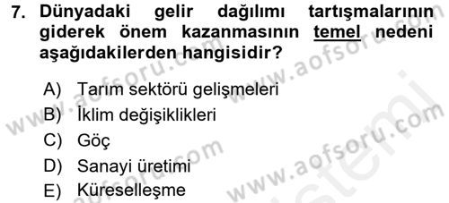 Gelir Dağılımı ve Yoksulluk Dersi 2017 - 2018 Yılı (Final) Dönem Sonu Sınav Soruları 7. Soru
