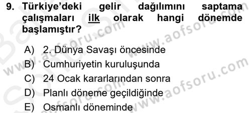 Gelir Dağılımı ve Yoksulluk Dersi 2017 - 2018 Yılı (Final) Dönem Sonu Sınav Soruları 9. Soru