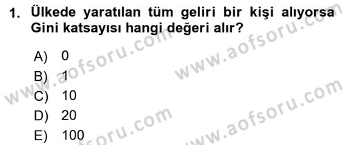 Gelir Dağılımı ve Yoksulluk Dersi 2018 - 2019 Yılı (Vize) Ara Sınav Soruları 1. Soru
