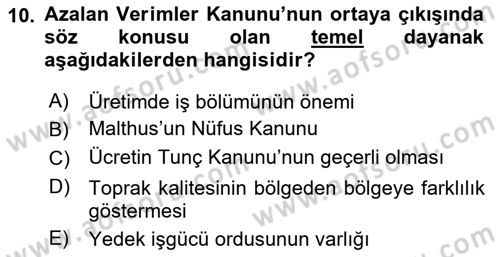 Gelir Dağılımı ve Yoksulluk Dersi 2018 - 2019 Yılı (Vize) Ara Sınav Soruları 10. Soru