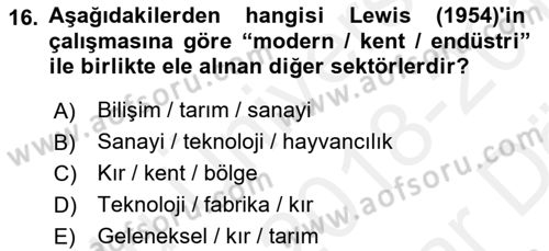 Gelir Dağılımı ve Yoksulluk Dersi 2018 - 2019 Yılı (Vize) Ara Sınav Soruları 16. Soru