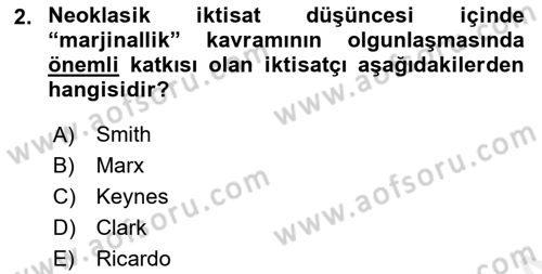 Gelir Dağılımı ve Yoksulluk Dersi 2018 - 2019 Yılı (Vize) Ara Sınav Soruları 2. Soru