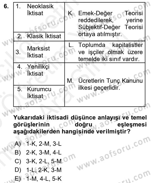 Gelir Dağılımı ve Yoksulluk Dersi 2018 - 2019 Yılı (Vize) Ara Sınav Soruları 6. Soru