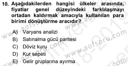 Gelir Dağılımı ve Yoksulluk Dersi 2018 - 2019 Yılı (Final) Dönem Sonu Sınav Soruları 10. Soru