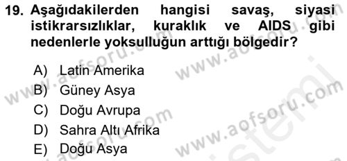 Gelir Dağılımı ve Yoksulluk Dersi 2018 - 2019 Yılı (Final) Dönem Sonu Sınav Soruları 19. Soru