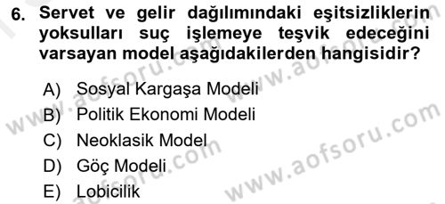 Gelir Dağılımı ve Yoksulluk Dersi 2018 - 2019 Yılı (Final) Dönem Sonu Sınav Soruları 6. Soru