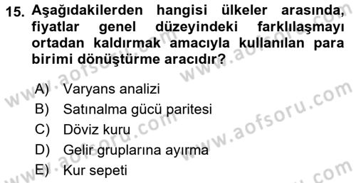 Gelir Dağılımı ve Yoksulluk Dersi 2018 - 2019 Yılı Yaz Okulu Sınav Soruları 15. Soru