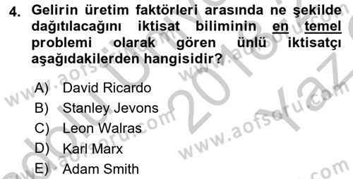 Gelir Dağılımı ve Yoksulluk Dersi 2018 - 2019 Yılı Yaz Okulu Sınav Soruları 4. Soru
