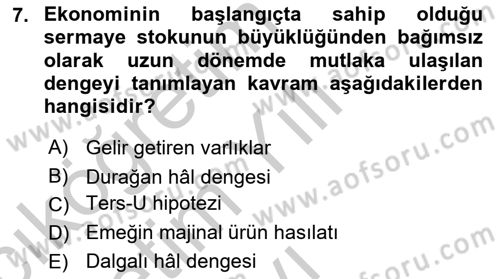 Gelir Dağılımı ve Yoksulluk Dersi 2018 - 2019 Yılı Yaz Okulu Sınav Soruları 7. Soru