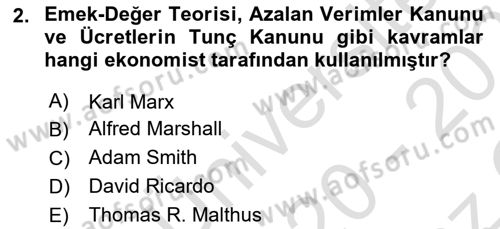 Gelir Dağılımı ve Yoksulluk Dersi 2020 - 2021 Yılı Yaz Okulu Sınav Soruları 2. Soru