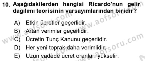 Gelir Dağılımı ve Yoksulluk Dersi 2021 - 2022 Yılı (Vize) Ara Sınav Soruları 10. Soru