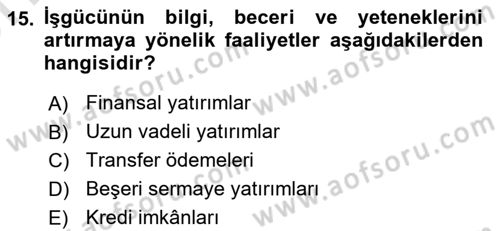 Gelir Dağılımı ve Yoksulluk Dersi 2021 - 2022 Yılı (Vize) Ara Sınav Soruları 15. Soru