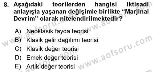 Gelir Dağılımı ve Yoksulluk Dersi 2021 - 2022 Yılı (Vize) Ara Sınav Soruları 8. Soru