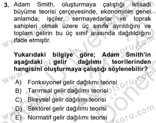 Gelir Dağılımı ve Yoksulluk Dersi 2021 - 2022 Yılı (Final) Dönem Sonu Sınav Soruları 3. Soru