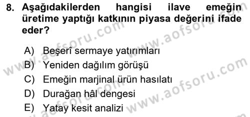 Gelir Dağılımı ve Yoksulluk Dersi 2021 - 2022 Yılı (Final) Dönem Sonu Sınav Soruları 8. Soru