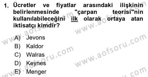 Gelir Dağılımı ve Yoksulluk Dersi 2021 - 2022 Yılı Yaz Okulu Sınav Soruları 1. Soru