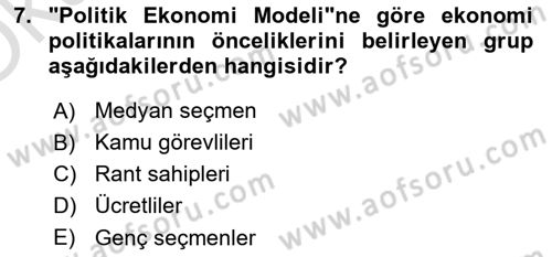 Gelir Dağılımı ve Yoksulluk Dersi 2021 - 2022 Yılı Yaz Okulu Sınav Soruları 7. Soru