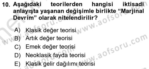 Gelir Dağılımı ve Yoksulluk Dersi 2023 - 2024 Yılı (Vize) Ara Sınav Soruları 10. Soru
