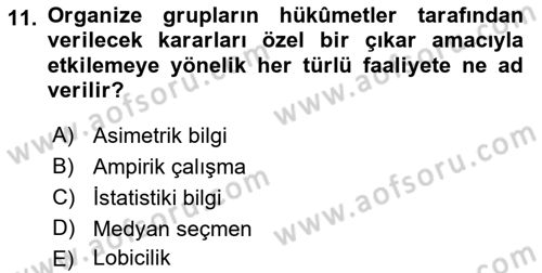Gelir Dağılımı ve Yoksulluk Dersi 2023 - 2024 Yılı (Vize) Ara Sınav Soruları 11. Soru