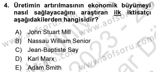 Gelir Dağılımı ve Yoksulluk Dersi 2023 - 2024 Yılı (Vize) Ara Sınav Soruları 4. Soru