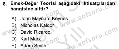 Gelir Dağılımı ve Yoksulluk Dersi 2023 - 2024 Yılı (Vize) Ara Sınav Soruları 8. Soru