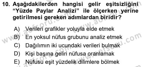 Gelir Dağılımı ve Yoksulluk Dersi 2023 - 2024 Yılı (Final) Dönem Sonu Sınav Soruları 10. Soru