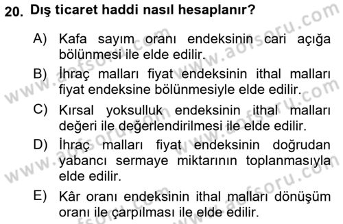 Gelir Dağılımı ve Yoksulluk Dersi 2023 - 2024 Yılı (Final) Dönem Sonu Sınav Soruları 20. Soru