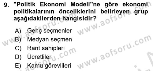 Gelir Dağılımı ve Yoksulluk Dersi 2023 - 2024 Yılı Yaz Okulu Sınav Soruları 9. Soru