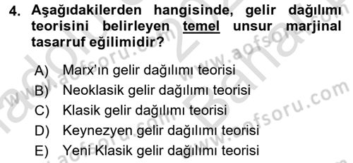 Gelir Dağılımı ve Yoksulluk Dersi 2024 - 2025 Yılı (Vize) Ara Sınav Soruları 4. Soru