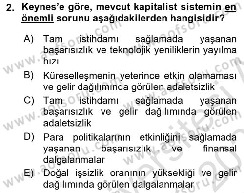 Gelir Dağılımı ve Yoksulluk Dersi 2024 - 2025 Yılı (Final) Dönem Sonu Sınav Soruları 2. Soru