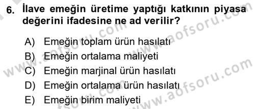 Gelir Dağılımı ve Yoksulluk Dersi 2024 - 2025 Yılı (Final) Dönem Sonu Sınav Soruları 6. Soru