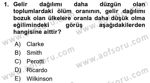 Gelir Dağılımı ve Yoksulluk Dersi 2025 - 2026 Yılı (Vize) Ara Sınav Soruları 1. Soru