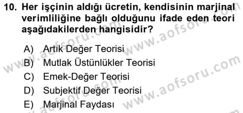 Gelir Dağılımı ve Yoksulluk Dersi 2025 - 2026 Yılı (Vize) Ara Sınav Soruları 10. Soru