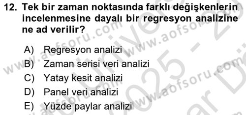 Gelir Dağılımı ve Yoksulluk Dersi 2025 - 2026 Yılı (Vize) Ara Sınav Soruları 12. Soru